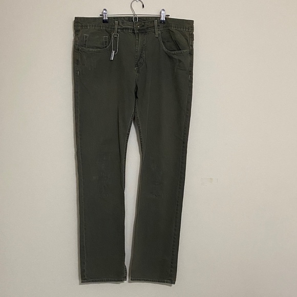 Buffalo David Bitton ashtex Men's Green Slim Jeans casual office Festival retro - Picture 1 of 8